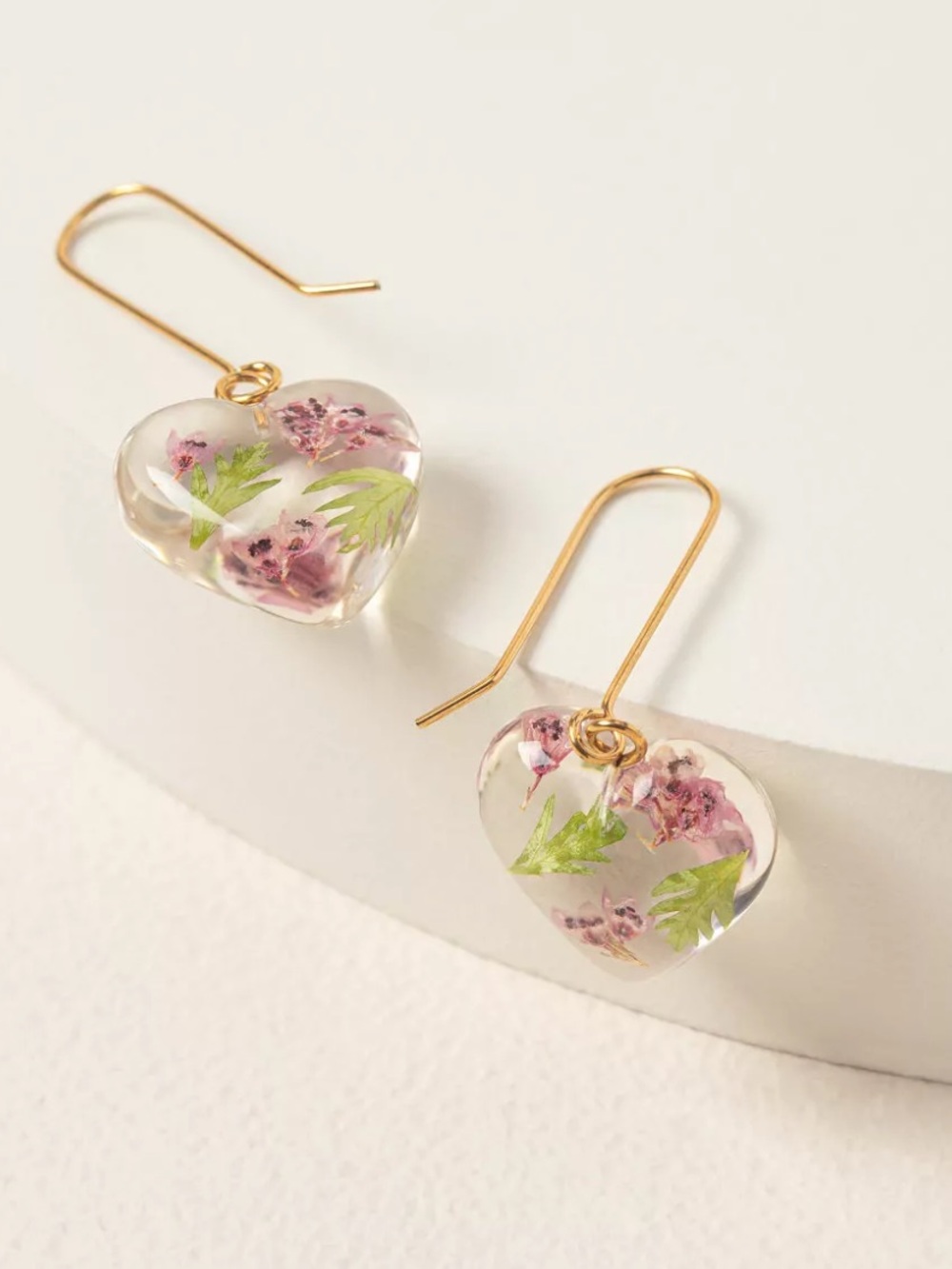 Birth Month Flower Heart Necklace & Earrings, October Cosmos Pink A Boo Camellia